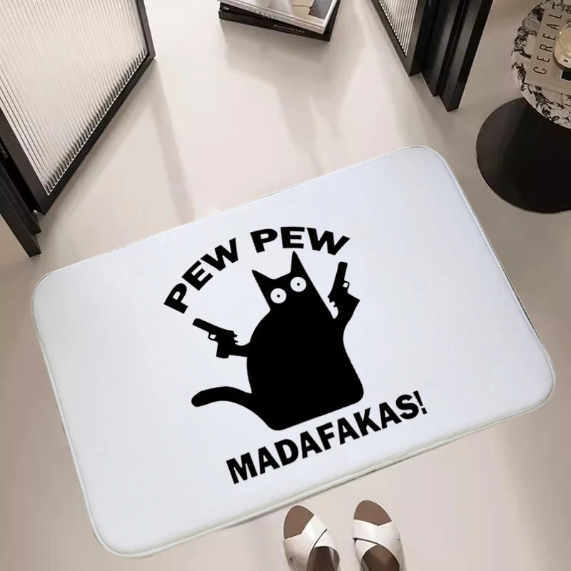 No-EN-Name-Null Indoor Quick-Dry Soft Memory Foam Cushion Printed Oriental Suede Cute Cartoon Pew Pew Madafakas Skid-Proof Base Flatweave Rectangle Entrance Door Mats/Blue/Red/Yellow/White/Green/Light Gray/ Purple/Burgundy/Washable
