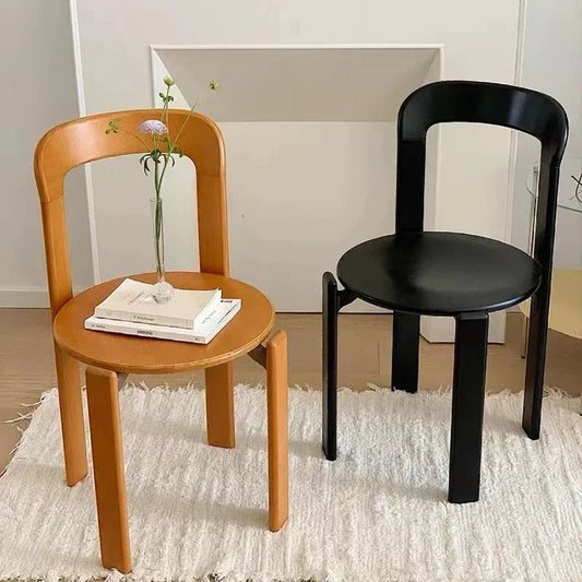 SAFEBET Modern Black Solid Beech Wood Hard Backrest-Round Flat Seat Art Designer Kitchen-Dining Room Chairs/Colors-Black/Orange/Brown/Green/Blue