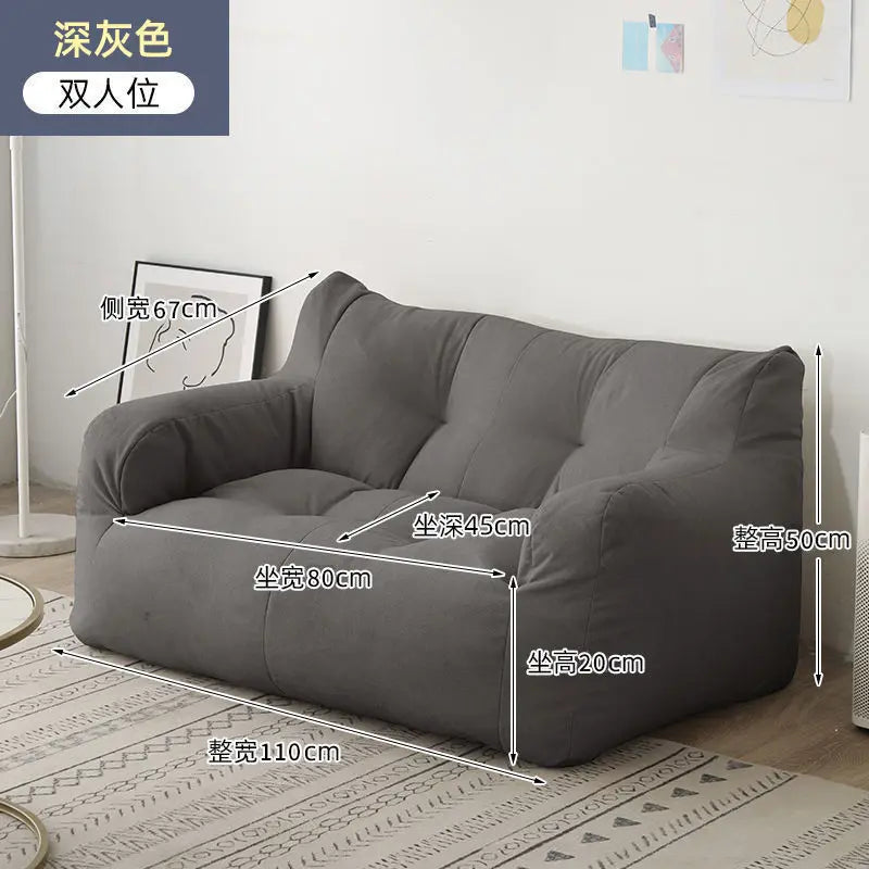 No-EN-Name-Null GIANT Soft Linen-Cotton Fabric Sofa Bean Bag Chairs/ Side Pocket/Detachable Cover /Washable /Colors-Gray/Blue/Yellow/Beige/Multicolor