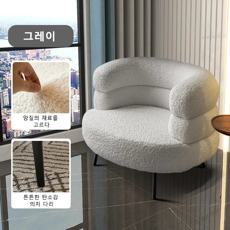 No-EN-Name-Null Modern Scandinavian Soft Plush Upholstered Padded White Velvet Lamb Fleece Fabric Sponge Seat Cushions Armchairs/Colors-White/Beige/Gray
