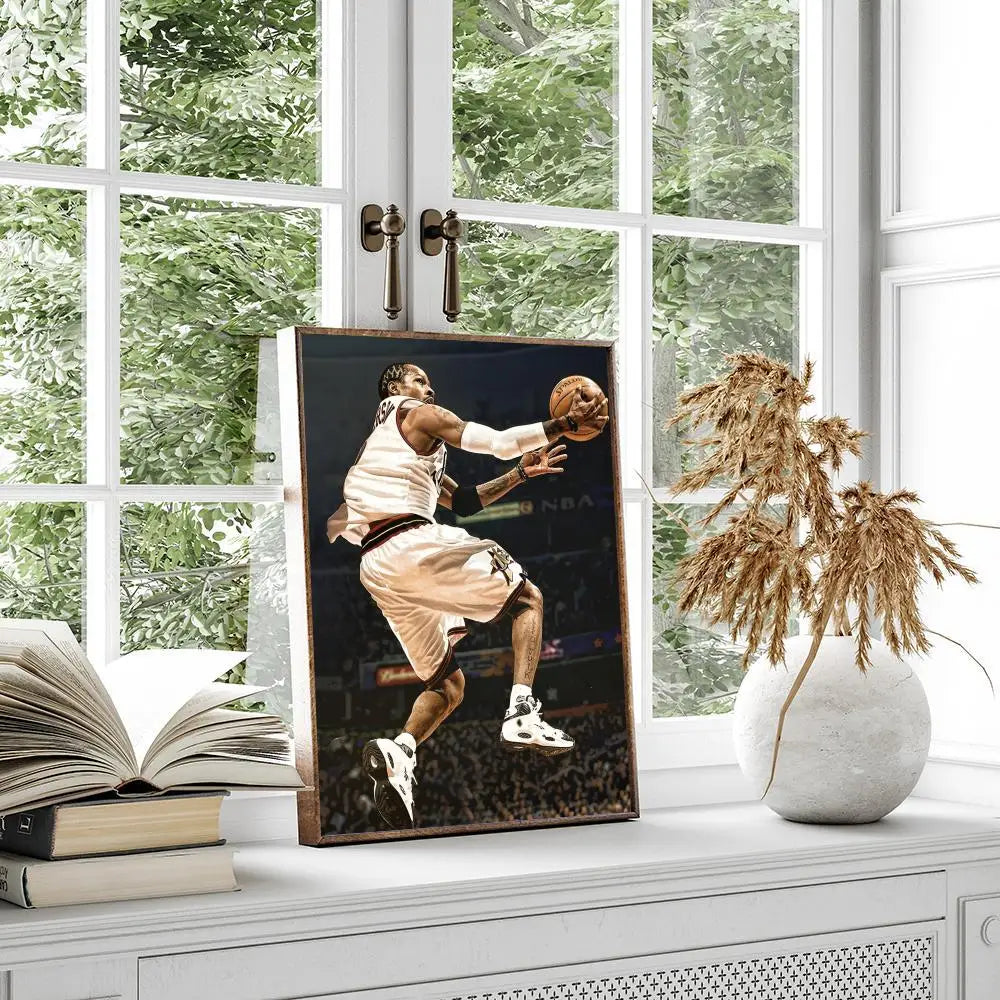 MAISTO Modern Waterproof Unframed HD Printed Multicolor Rectangle Shaped Basketball-Allen Iverson Sports Posters/Colors-Multicolor/Black/Fade-Dirt Resistant/Adhesive Tear-Stick