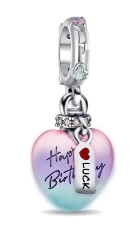 No-EN-Name-Null Women Sterling Silver Enamel Rainbow-Hot Air Balloon Design Fine Imitation Zircon Stone Glass Nuggets Beads Shaped Charms-Pendants/ Colors-Rainbow/Multicolor/Silver/Pink/Animal/Floral