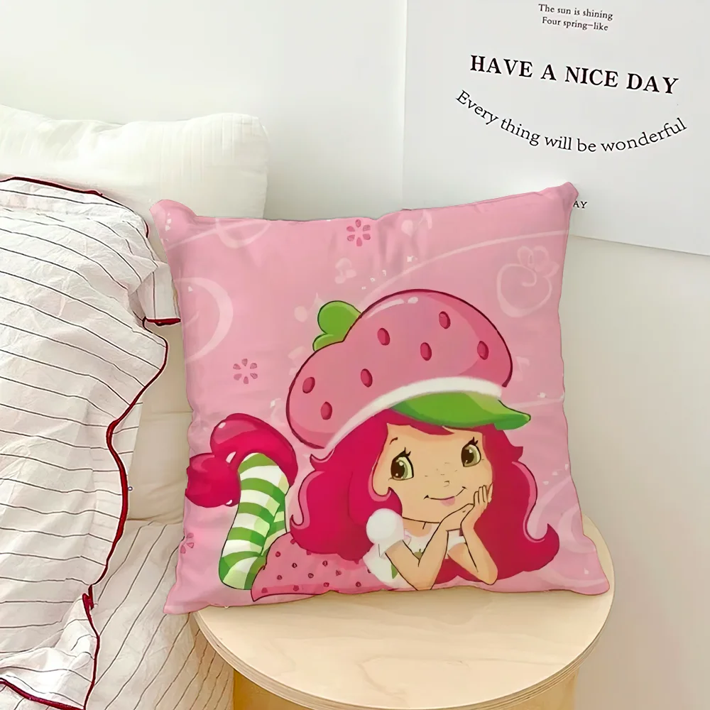 Pink Polyester-Cotton  Blend Cute S-Strawberry S-Shortcake Throw Pillowcases