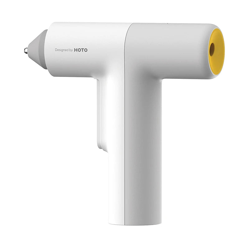 HOTO Home DIY Craft Indoor Handheld White-Gray-Yellow Body Lithium Battery-Powered Cordless Stainless Steel Metal Nozzle Easy-Flow Trigger-Feed Hot Glue Guns/Colors-White/Gray/Yellow/Multicolor
