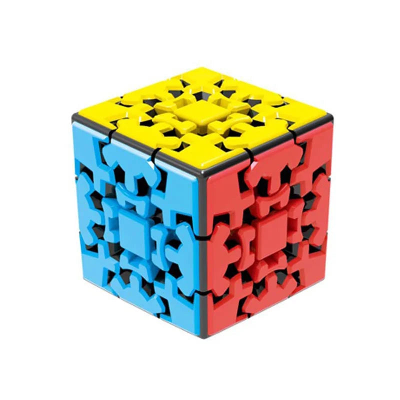 XDR Kids-Adults Medium Hard Mini Multicolor Plastic Square 3 Gear Levels Magic Twistable Stick-Less Cog Wheel 3D Sequential Rubik Cube Mechanical Puzzles Toys/ Ages 3-14 Years Old + Older/Colors-Red/Black/Orange/Multicolor/Geometric
