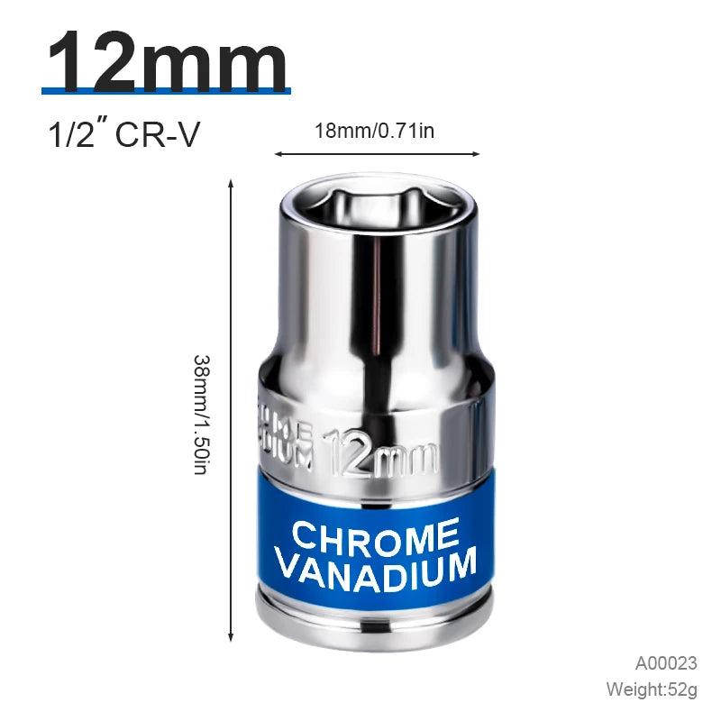 NIUXIANG Blue-Silver Chrome-Plated Steel Deep Impact Anti-Slip Card Slot Design 1/2 Hex Drive Socket Sets