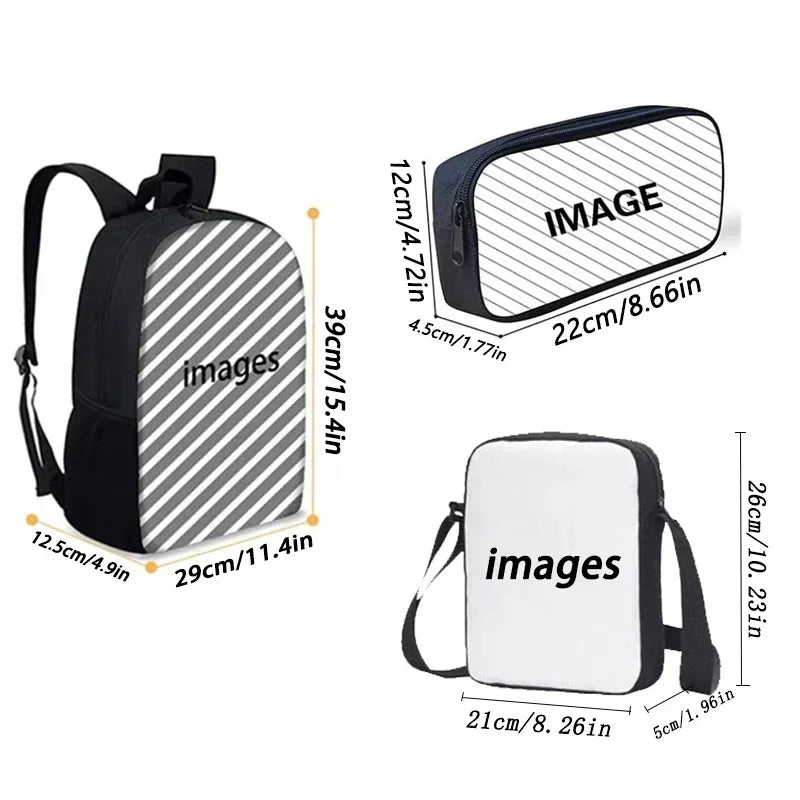 TOPTOY Kids Large Waterproof Multicolor Nylon Fabric Cartoon Smiling Fruit Critters Double Zippers Polyester Lining Shoulder Straps-Handle School Backpacks Sets/Pencil Bags/External Pockets/Colors-Multicolor/Black/Purple