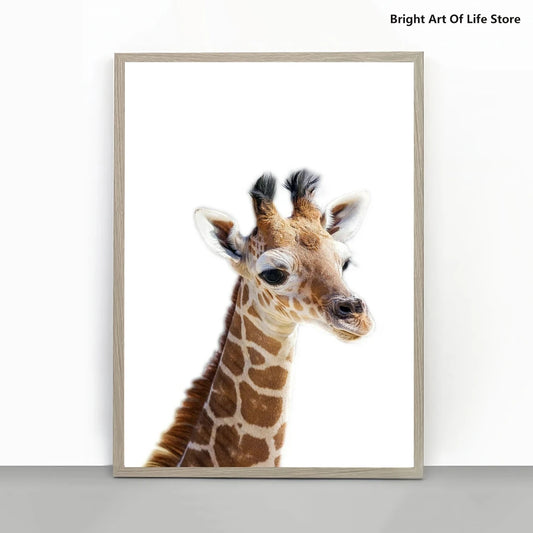 Unframed Baby Giraffe Animal Cotton Canvas Vertical-Rectangle Shape Poster Oil Prints