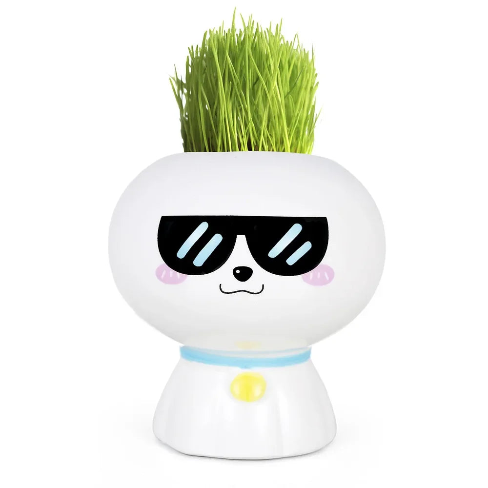 No-EN-Name-Null Indoor Mini Unglazed Ceramic White Cute Cartoon Doll Face Design Desktop Succulent Flower Pots Planters /Colors-White/Black/Yellow/Pink/Green