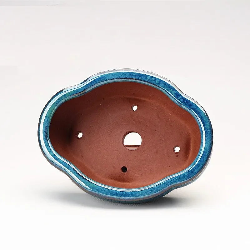 No-EN-Name-Null Home Garden Multicolor Glazed Ceramic Rectangle Shaped Chinese Bonsai Flower Pots /Colors-Blue/Purple/Brown/Multicolor