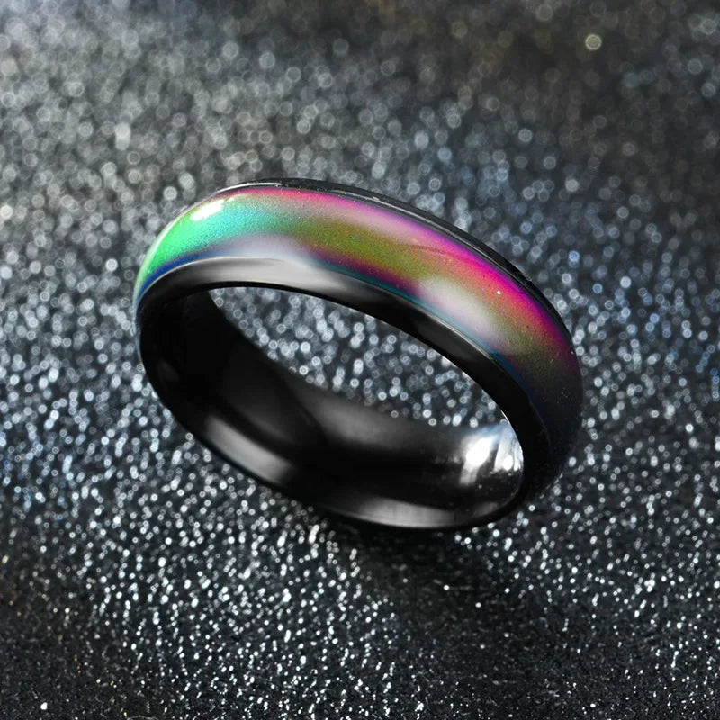 Women Metal Imitation Geometric 5 Colors Changing Romantic Feelings Temperature Mood Band Rings/Ring Sizes: 5-6-7-8-9-10-11-12/Colors-Green/Blue/Gold/Multicolor/Geometric