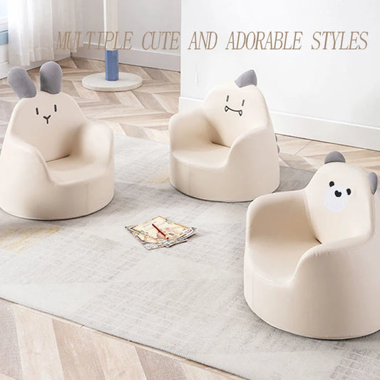 No-EN-Name-Null One Seat Built-In Plump Sponge Wrapping Around Layer Removable Cartoon Animals Mini Backrest White Fabric-Foam Armchairs Babies-Toddlers Furniture Sets/ Colors-Beige/Gray/White/Black/Ages: 6-12 Months