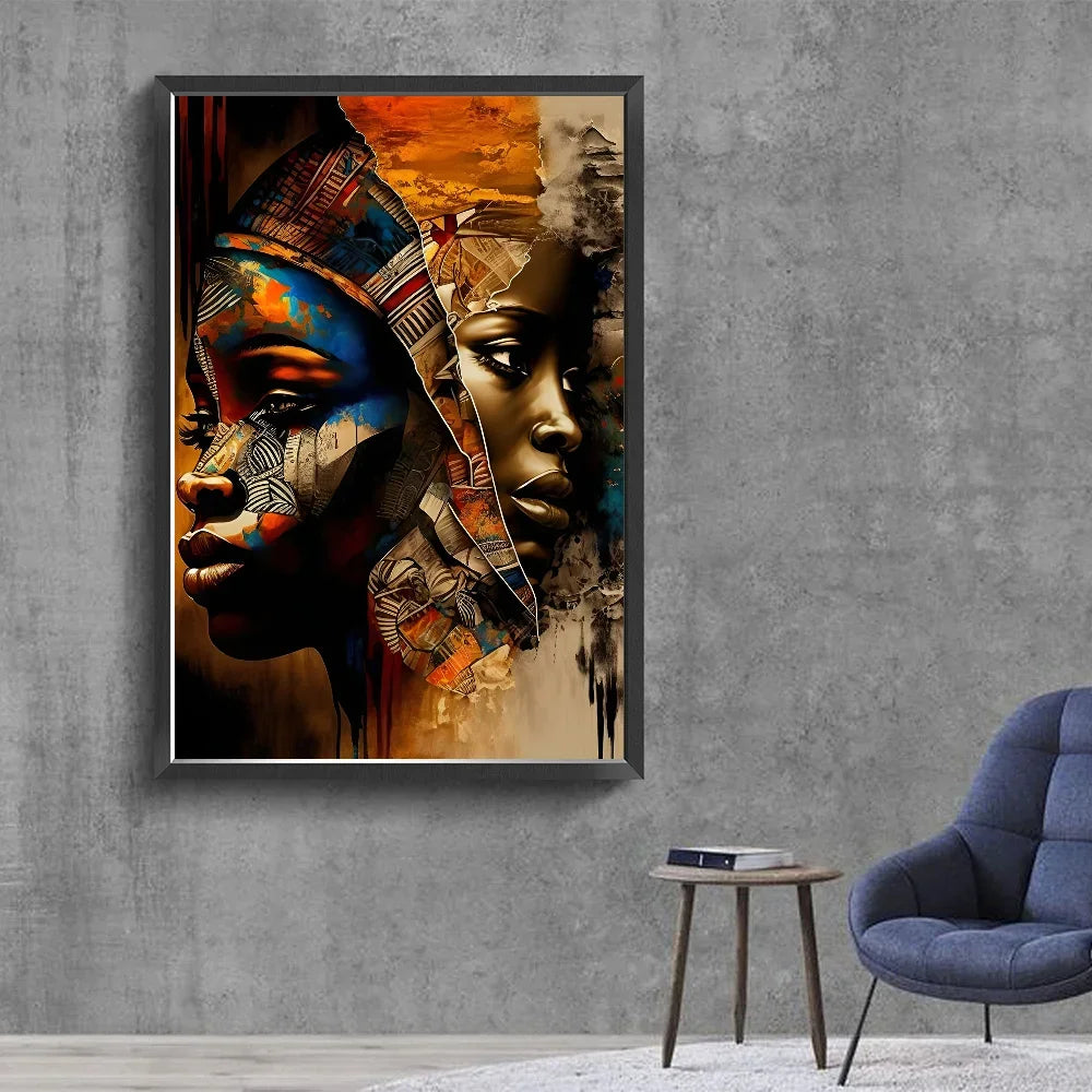 No-EN-Name-Null Modern Retro Unframed Waterproof Rectangle Shaped Vivid Multicolor HD Movie-TV Graffiti Beautiful African Woman Singer-Musician Art Posters / Colors-Black/Multicolor