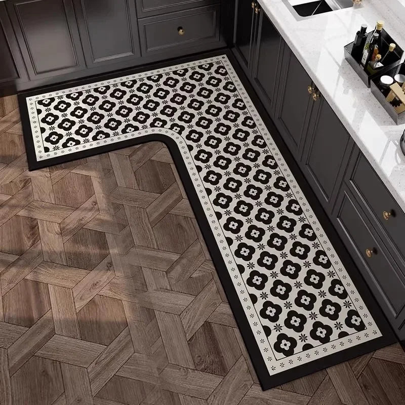 L-Shape Anti-Slip Scratch Resistant Wilton Cartoon Waterproof/Oil Proof /PVC Leather Customized Kitchen Mats/Colors-Geometric/Beige/Multicolor/Animal/Brown/Black/Many Sizes
