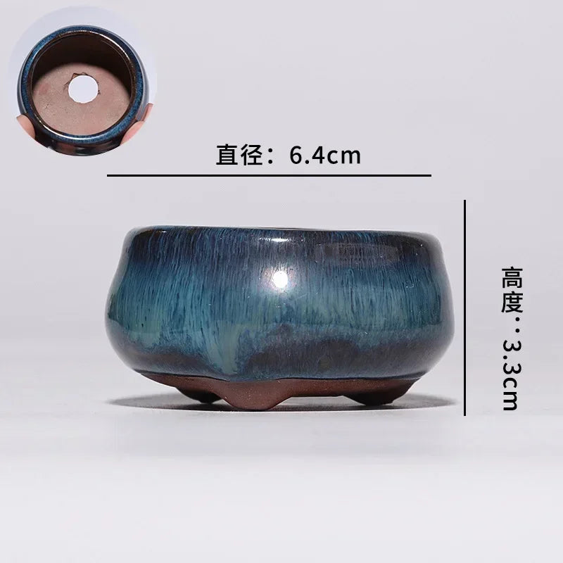 No-EN-Name-Null Indoor Mini Handmade Glazed Blue-Brown-Purple Ceramic-Purple Clay Succulent Multi-Shaped Thumb Flower Pots