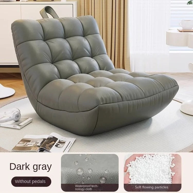 ZISIZ Modern Medium Soft Firmness Small U-Shape Mobile Orange Upholstered Padded Soft Genuine Leather Lazy Bean Bag Chesterfield Chaise Lounges /Colors-Orange/Off White/Corn Yellow/Beige