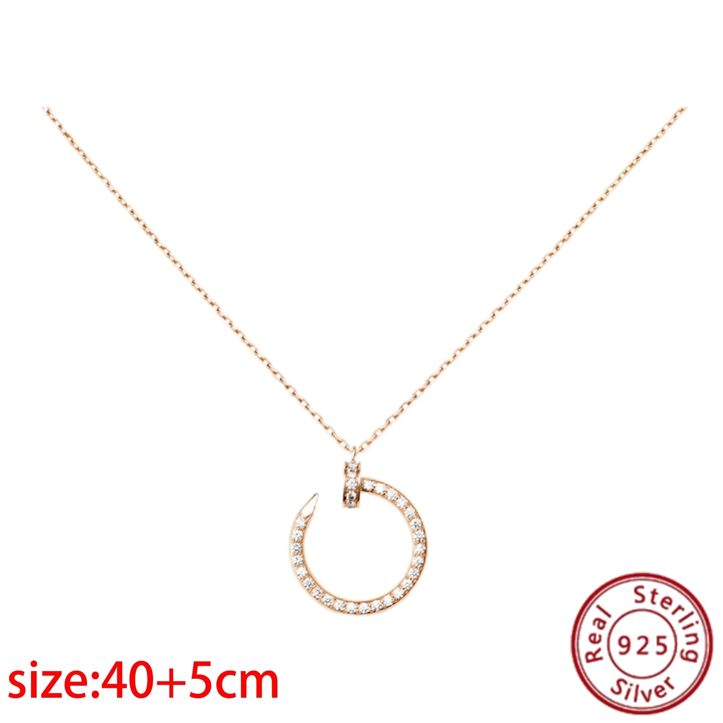 No-EN-Name-Null Adult Women Sterling Silver-Gold Plated Metal Zircon Clear White Diamond Stones Round O-Shaped Fine Imitation Chain Pendant Necklaces/Colors-Gold-Silver/Geometric/Clear/White/Rose Gold