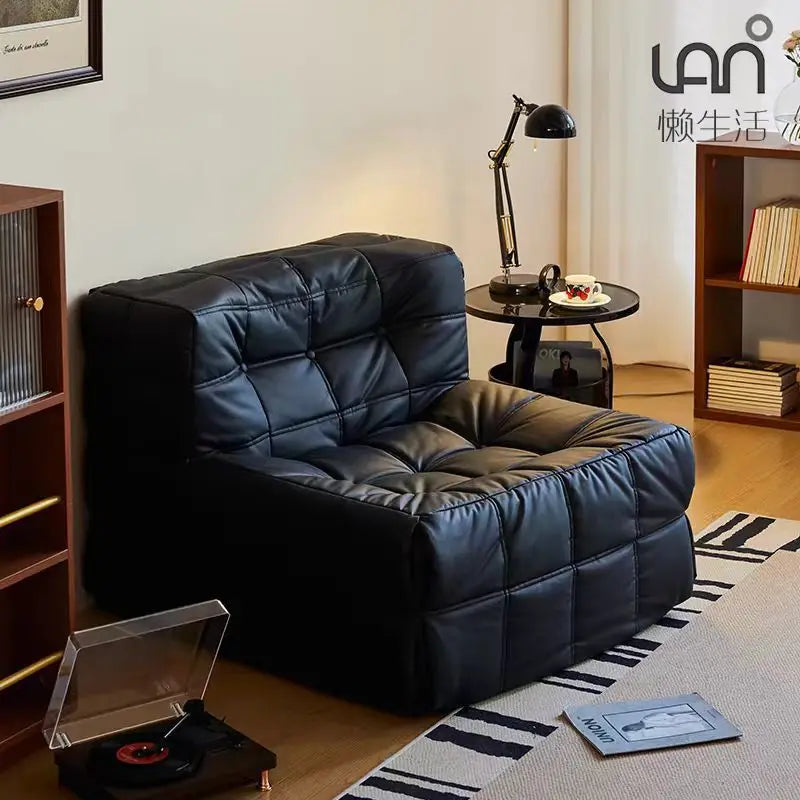 ZISIZ Modern Medium Firmness L-Shaped One-Person Lazy Soft Plush Fine Corduroy Velvet Cotton Fabric Full Sponge Filling Wood Frame Waffle Sectional Sofa Chairs / Colors-White/Black Cat Paw Skin/Green/Gray