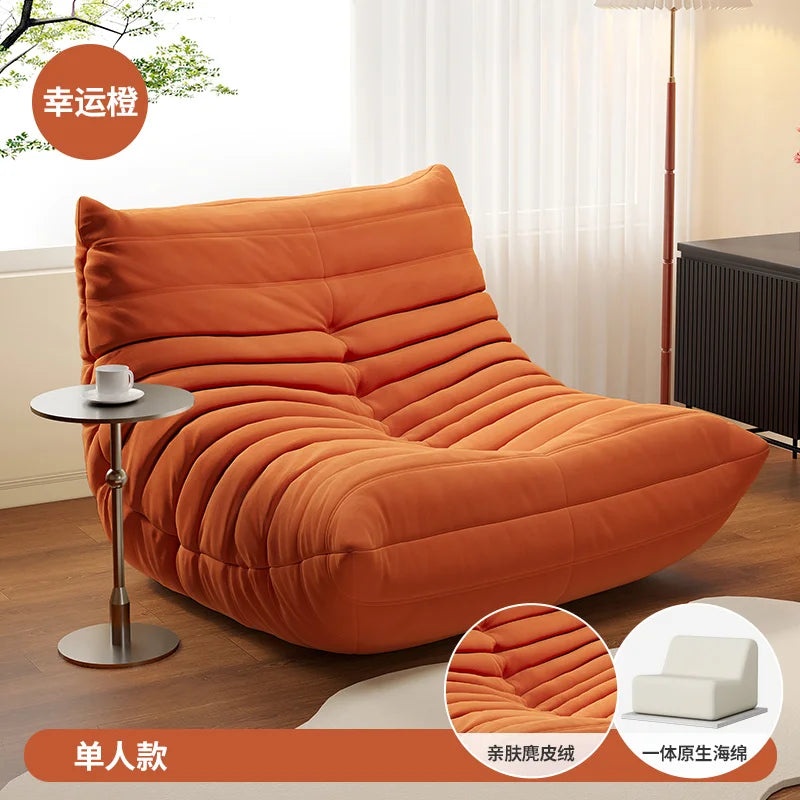 BIANXIANG Modern Medium Soft Firmness Double Seat L-Shaped White-Striped Design Velvet Synthetic Leather Cushions Bean Bag Sectional Sofas
