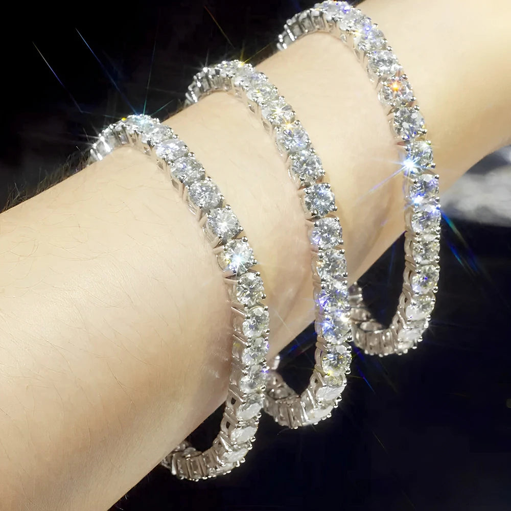 DJMAX 3-6.5mm Full Moissanite Tennis Bracelet For women Original 925 Sterling Silver Man's Moissanite Tennis Chain  New 2023
