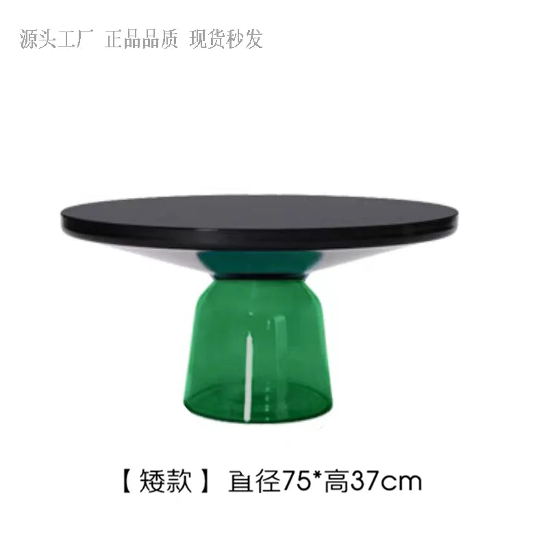 No-EN-Name-Null European Retro Multicolor Oval-Round Solid Glass Tea-Coffee Tables/ Size-50x53cm