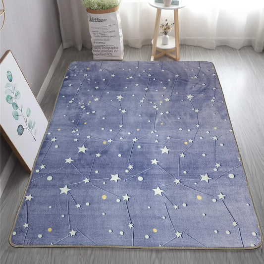 Wilton 100% Polyester Large Fun Glowing In The Dark Stars Area Rugs/Colors-Gray/Blue/Green/Pink/Multicolor