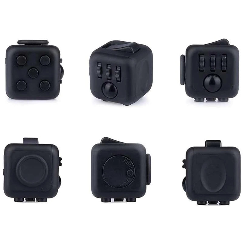 Plastic Black Dice Cube 6 Sides Textured Buttons Stress-Anxiety Relief Sensory Toys/Ages: 13-18 Years Old Adults/Colors-Black/Purple/Gray/Red/White/Multicolor