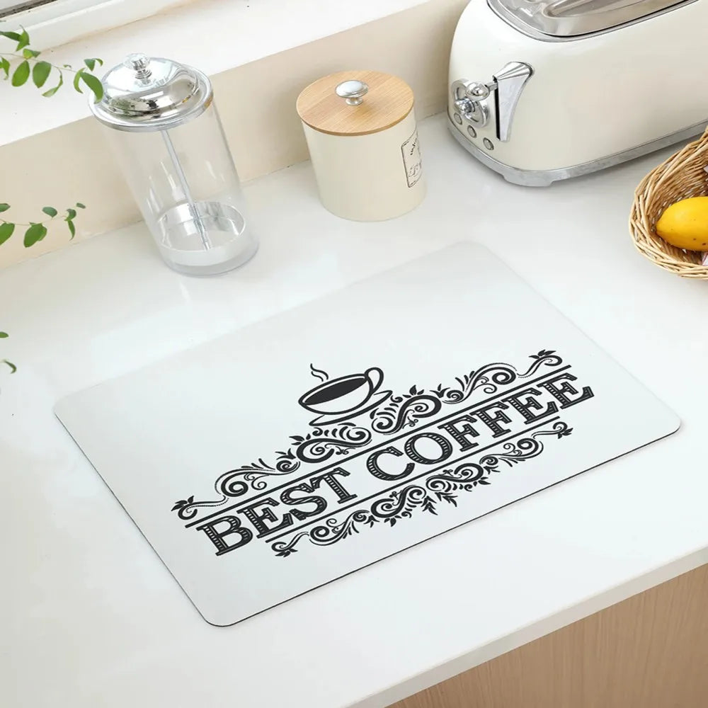 VIKAMA Anti-Slip Waterproof Kitchen Geometric Dish Drainage Mat