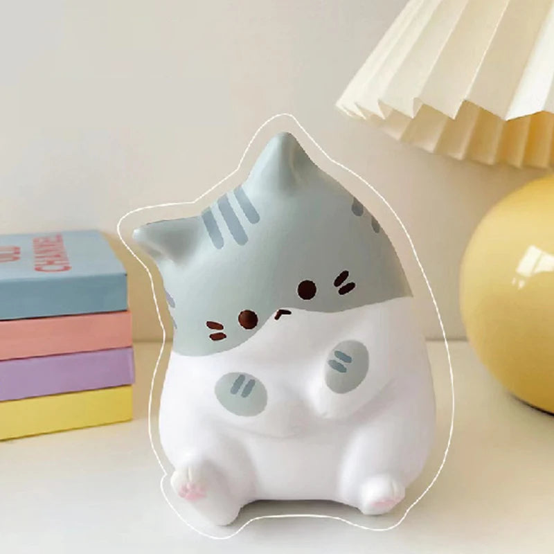GJCUTE Creative Yellow-Gray Plastic Cute Cartoon Cat Animal Stress-Anxiety Relieving Slow Rebound Squishy Squeeze Executive Toys/Colors-White/Gray/Yellow/Stripped/Ages: 13-18 + Years Old