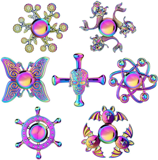 ZIRI Teen Adults Multicolor ABS Plastic-Metal Fidget Spinner Activity Toys/Ages: 13-18 Years Old + Older /Colors-Multicolor/Rainbow/Blue/Purple/Geometric/Pink/Gold