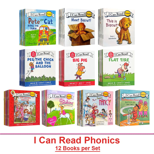 Kids 12 PCS Multicolor Paperback Educational My Very First English Picture Books-I Can Read Phonics Sets/ 12 Pages Per Book/Ages: 3-12 Years Old