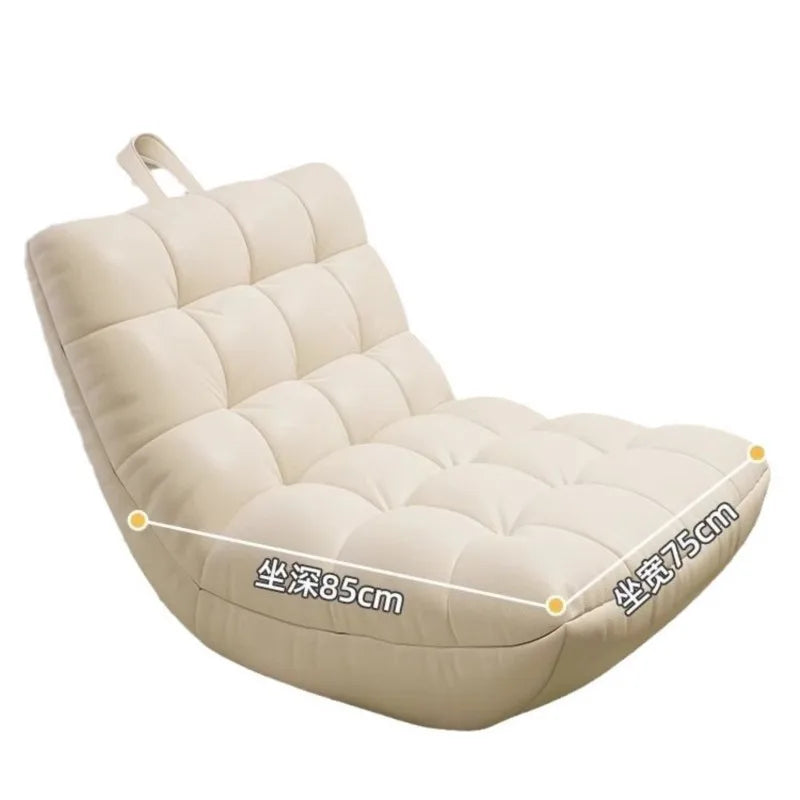 ZISIZ Modern Medium Soft Firmness Small U-Shape Mobile Orange Upholstered Padded Soft Genuine Leather Lazy Bean Bag Chesterfield Chaise Lounges /Colors-Orange/Off White/Corn Yellow/Beige