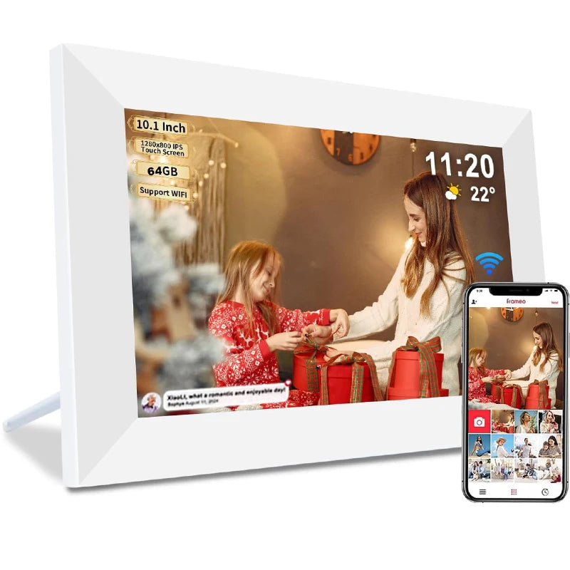 Digital Wireless-Instant Sharing 10.1 HD Touchscreen Photo Picture Frames/Holder Stand /Power Adapter/JPEG Image/WIFI-UBS/Wall Mount/Colors-Black/White