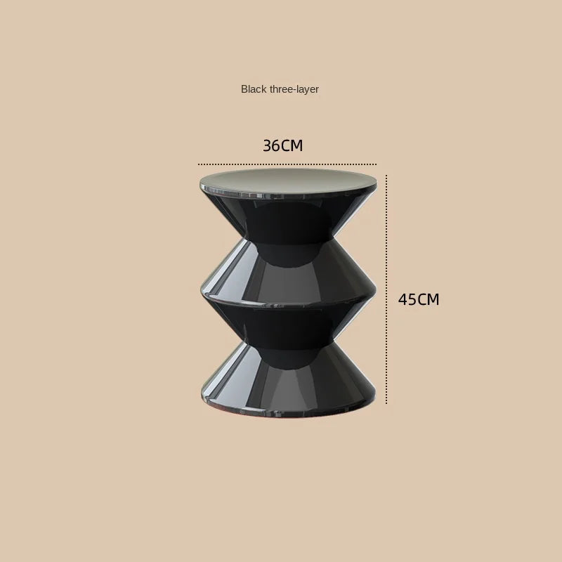 ZISIZ Customized Classic Antique Black Round Shaped PP Hard Flat Plastic Stackable Easy Storage Foldable Low Stools/Colors-White/Green/Red/Orange/Black