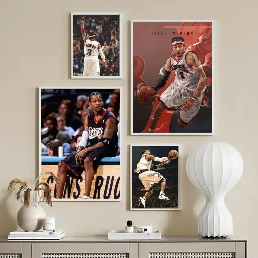 MAISTO Modern Waterproof Unframed HD Printed Multicolor Rectangle Shaped Basketball-Allen Iverson Sports Posters/Colors-Multicolor/Black/Fade-Dirt Resistant/Adhesive Tear-Stick