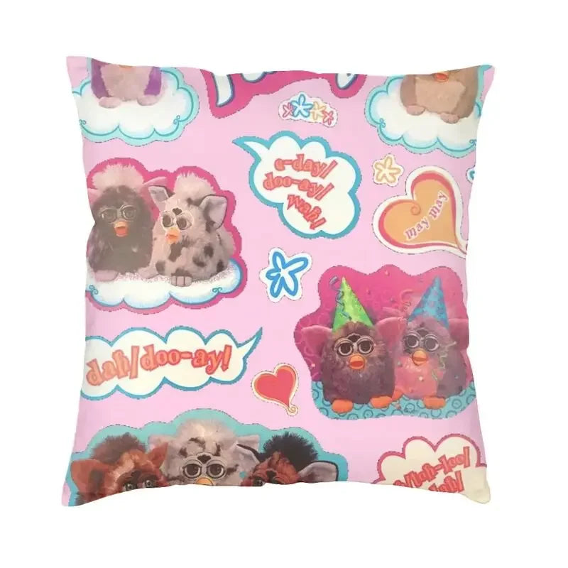 No-EN-Name-Null Printed Square Cartoon Anime Furby Design Decorative Throw Pillows