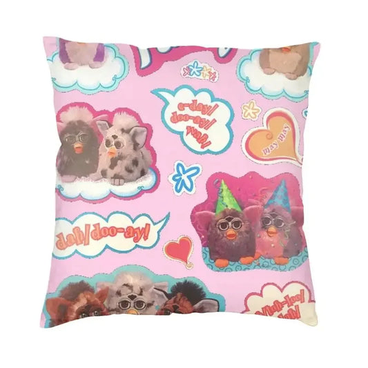 No-EN-Name-Null Printed Square Cartoon Anime Furby Design Decorative Throw Pillows