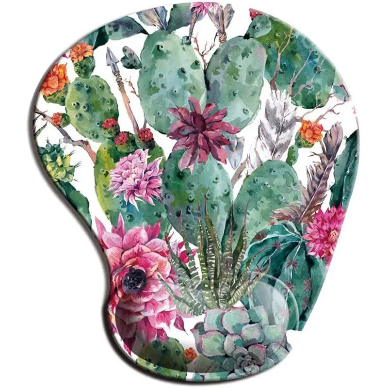 Custom Green Nature Floral Design Silica Gel Wrist Rest Support Non-Slip Rubber Base Computer Mouse Pads