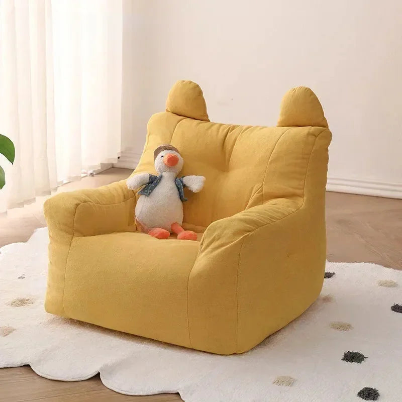 Kids Tri-Fabric Blend Washable Removable Cute Soft Armchairs/Colors-Beige/White/Yellow/Gray/Pink