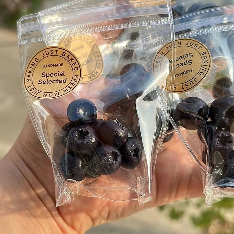 No-EN-Name-Null Kids Mini Handheld Soft TPR Plastic Clear Transparent Bag-Realistic Black-Blueberries Squeeze Stress-Anxiety Relieving Activity Toys/Ages: 6-12 + Years Old