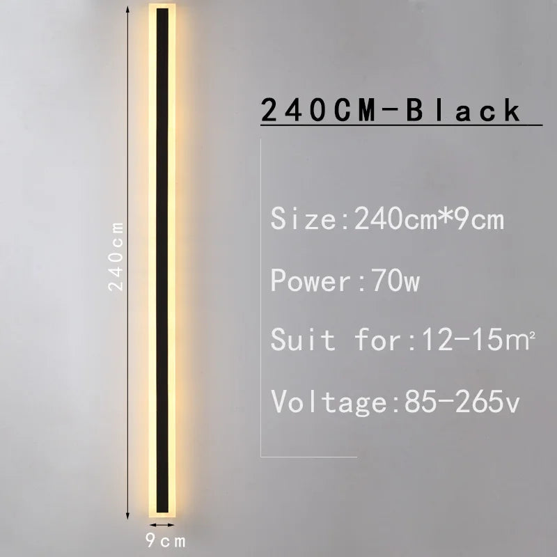 MING-JIE-LUO Indoor-Outdoor Waterproof Long Vertical Rectangle Silver Polished Chrome Aluminum Metal Body AC-Powered Acrylic Warm-Cool White LED Light Courtyard Wall Light Fixtures /Colors-Silver/Black/White