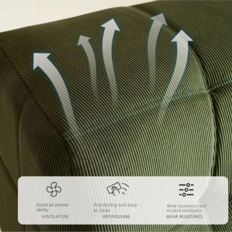 ZISIZ Modern Medium Firmness L-Shaped One-Person Lazy Soft Plush Fine Corduroy Velvet Cotton Fabric Full Sponge Filling Wood Frame Waffle Sectional Sofa Chairs / Colors-White/Black Cat Paw Skin/Green/Gray