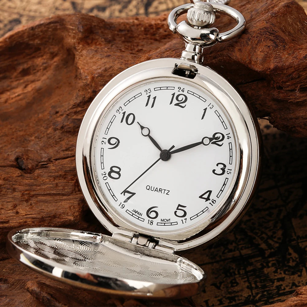 YISUYA Adults  Quartz Analog Display Acrylic Face Black Metal Alloy Round Shaped Case Roman Numeral Black Chain-Pocket Watches/Colors-Silver/Bronze/Gold/Black