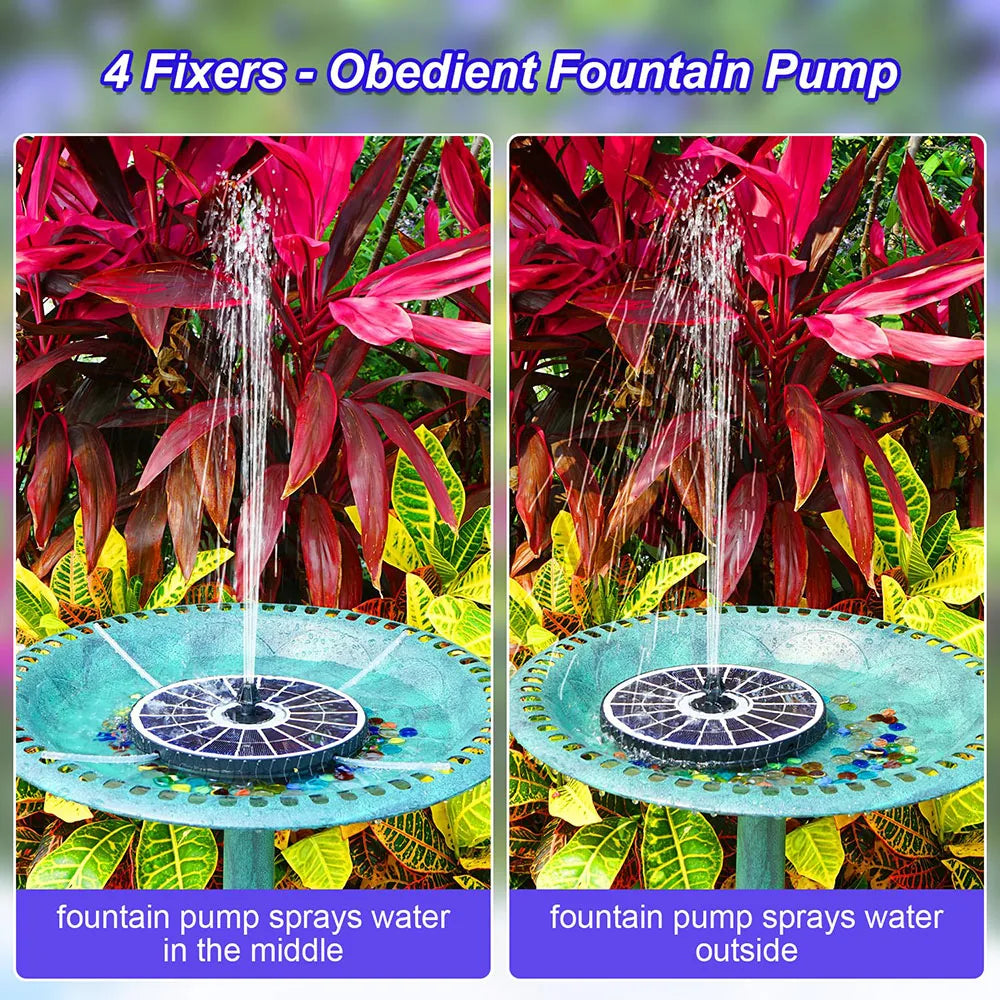 NULL Outdoor Garden Remote Control Solar-Powered Six Nozzles Black Round Plastic Body Geometric RGB Multicolor Lights Ponds-Water Fountains PUMPS