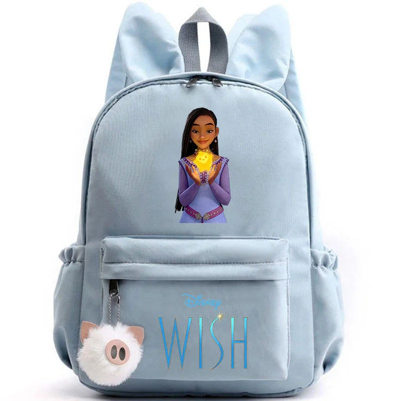 Disney Kids Cute Cartoon Wish Movie Large Waterproof Pink Nylon Fabric School Backpacks