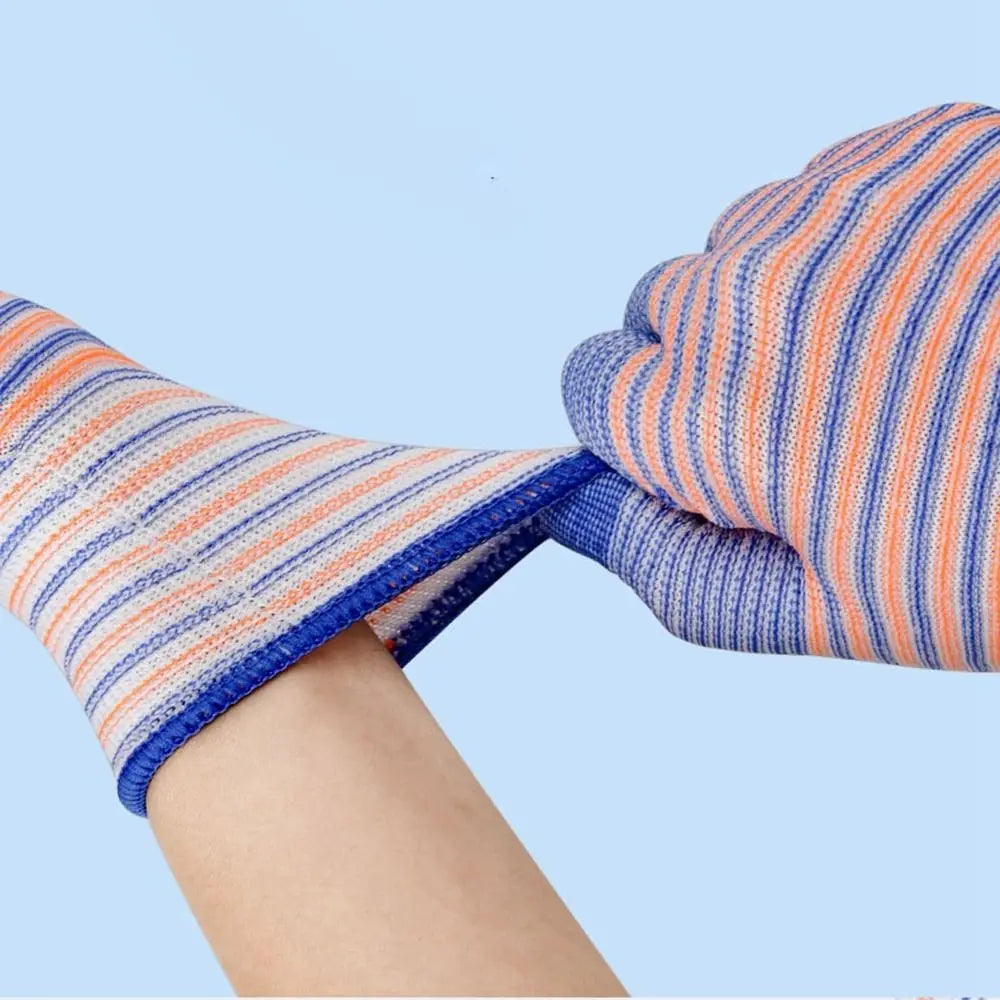 1 Pair Nylon Work Gloves Wearable Anti-Static Breathable Industrial Gloves Wear-resistant Striped Gardening