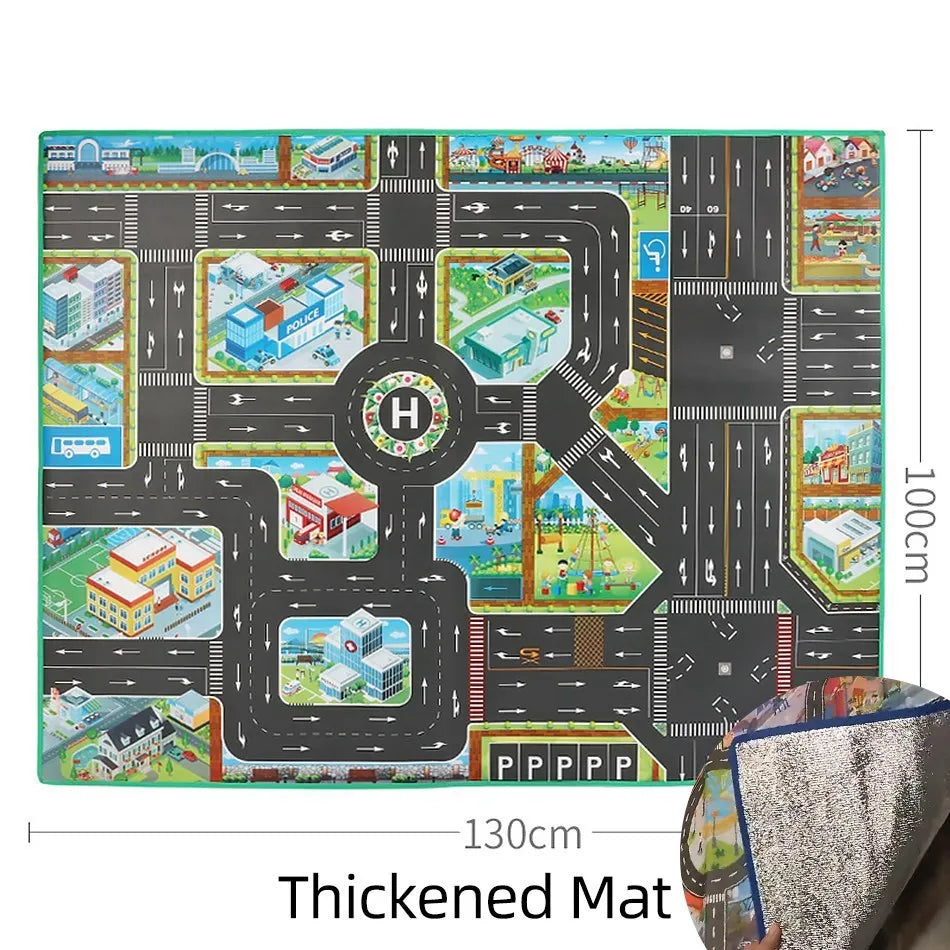 No-EN-Name-Null Kids Waterproof Foldable Rectangle Educational Developmental Multicolor Farm Animals-Dinosaurs-Life Dino Park Road Maps Crawling Plastic Play Mats/Ages: 3 Years Old + Older/Colors-Multicolor/Animals/Size: 100 x 130cm