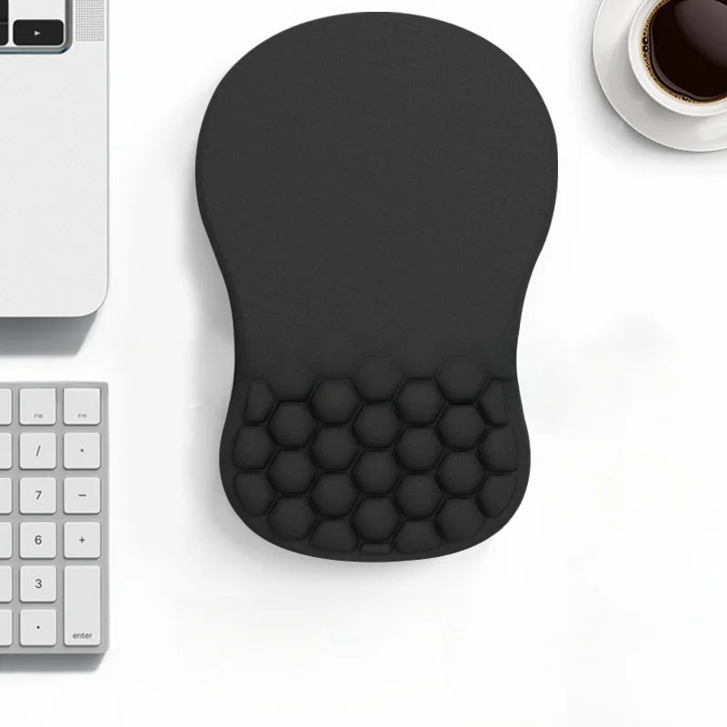 No-EN-Name-Null Anti-Sweating Breathable Free-Form Washable Natural Memory Cotton Inner Core Geometric Black-Multicolor Fabric Non-Slipping 8-Degree Sloped Design Wavy Diamond Pattern Massaging Soft Ergonomic Wrist Mouse Pads
