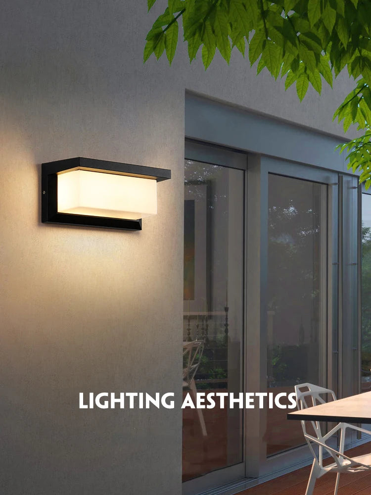 ZHENGDE LIGHTING Outdoor Waterproof Cool-Daylight White LED Lights Radar Intelligent Control Motion Sensor Black Plastic Rectangle Shaped Wedge Base AC-Powered Porch Wall Light Fixtures