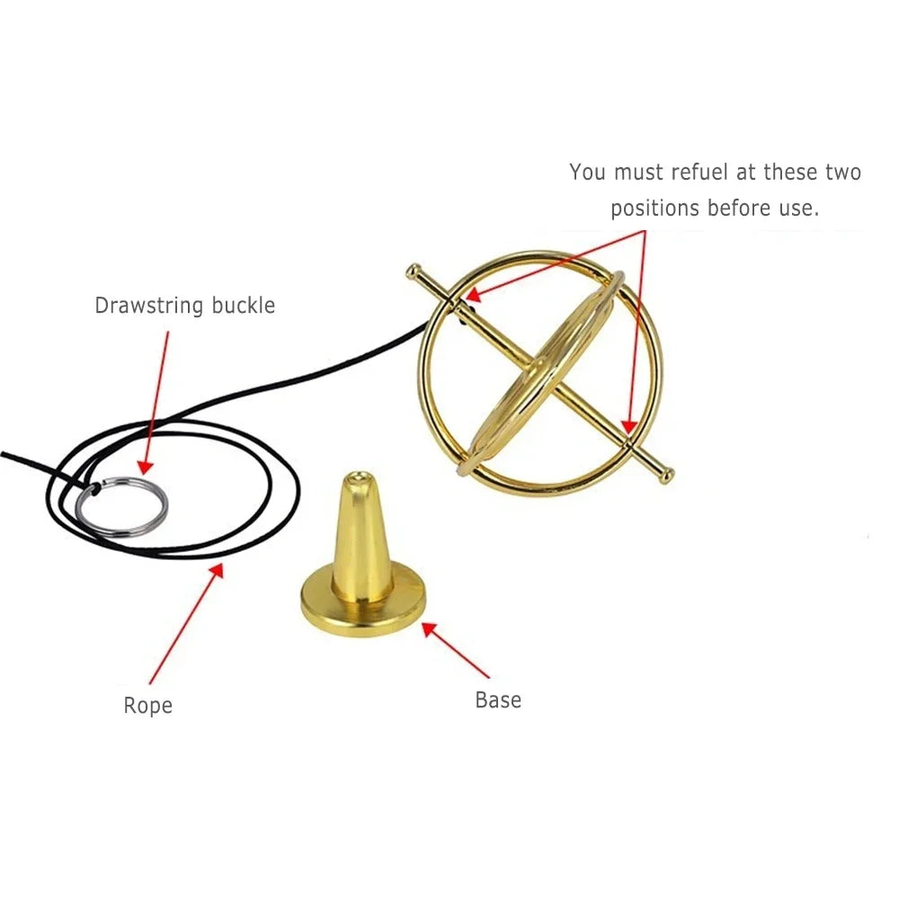MEADE One-Piece Casting Self-Balancing Finger Mechanical Gold Metal Gyroscope-Anti-Gravity Desktop Spinning Tops /Colors-Gold/Black/Silver/Ages: 13-18 Years Old-Adults